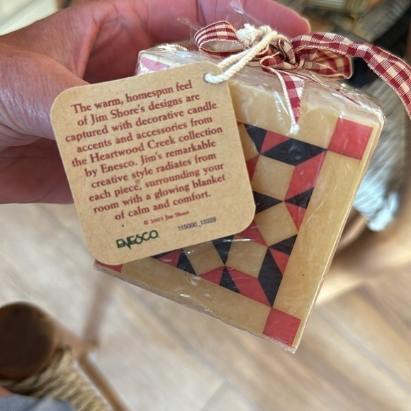 Vintage Jim Shore Heartwood Creek Lone Star Quilt 3" Block Candle / 2003 / NIB - Picture 9 of 9